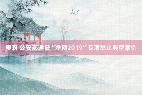 萝莉 公安部通报“净网2019”专项举止典型案例