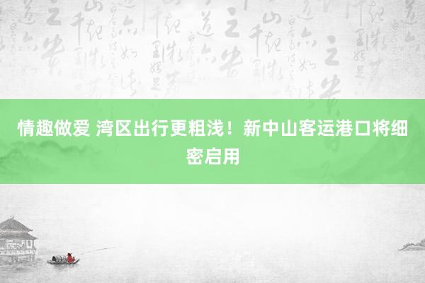 情趣做爱 湾区出行更粗浅！新中山客运港口将细密启用